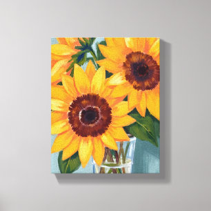 Solbukett Gula Blommor i Akvarellstil Canvastryck