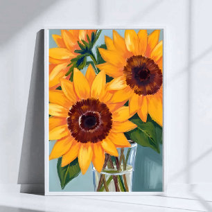 Solbukett Gula Blommor i Akvarellstil Poster