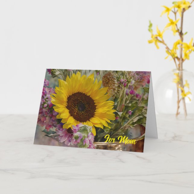Solbukett Mors Dag-kort Kort (Gul blomma)