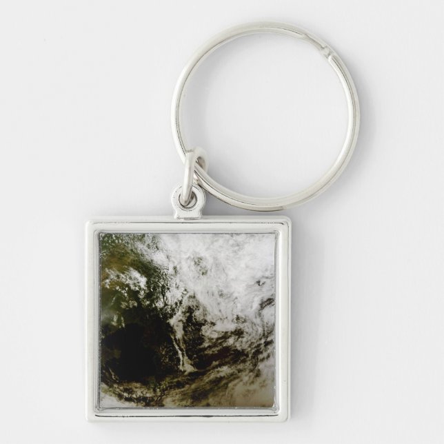 Solcellsklips över Sydostasien Fyrkantig Silverfärgad Nyckelring (Framsidan)