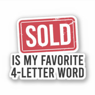 Sold är min favorit 4 Brev Ord, Realtor Gift Klistermärken