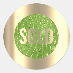 Sold Out Grönt Zebra Guld Metall Gods Agent Runt Klistermärke