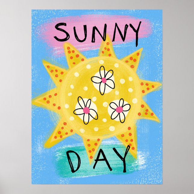 Soldagen - Cute Lycklig Sol Poster väggkonst (Framsidan)