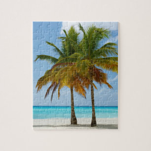 Soldagen handflatan Träd Beach Blue Sea Himmel Pussel
