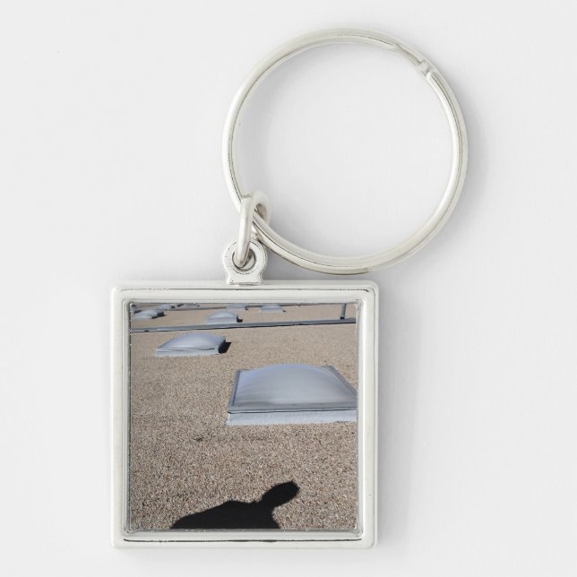 Soldagsljussystemet Fyrkantig Silverfärgad Nyckelring (Framsidan)