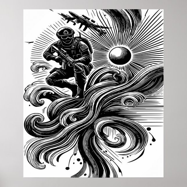 Soldat et Vagues Art Solaire Poster (Framsidan)