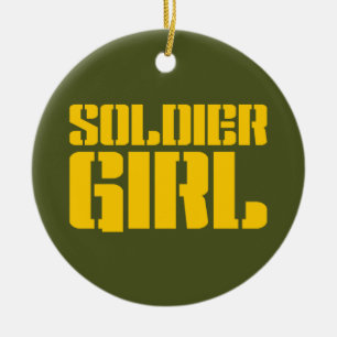 SOLDAT Flicka Julgransprydnad Keramik