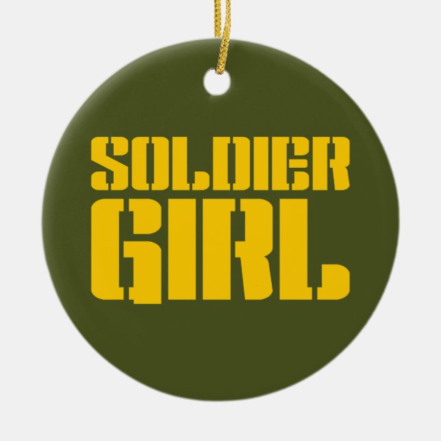SOLDAT Flicka Julgransprydnad Keramik (Framsidan)