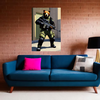 Soldat för antropomorf coola | AI Art Poster