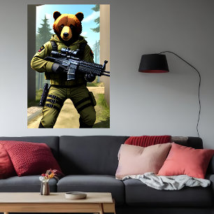 Soldat från Antropomorf björn   AI Art Poster