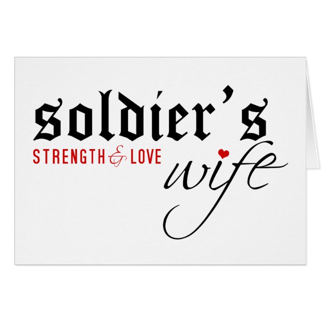 Soldat fru: Stength & kärlek Hälsningskort (Framsidan Horizontal)