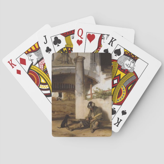 Soldat Guarding a Grind med sitt sällskapsdjur Hun Casinokort (Baksidan)