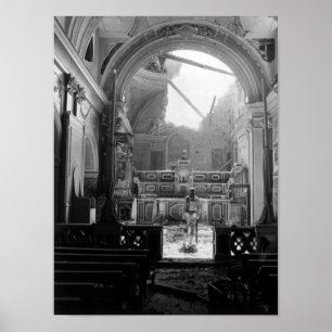 Soldat i Bombed Church - Italien - 1944 Poster