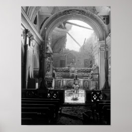 Soldat in Bombed Out Church - Italien - 1944 Poster
