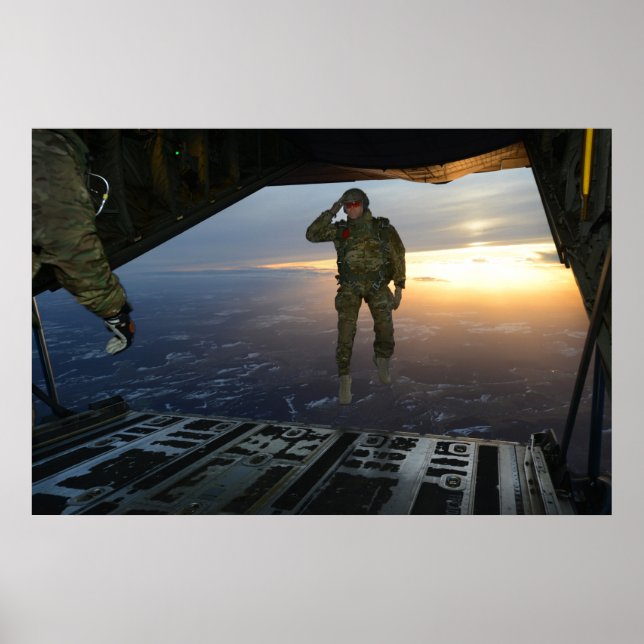 Soldat med 10:e Speciella Forces Group Salutes Poster (Framsidan)