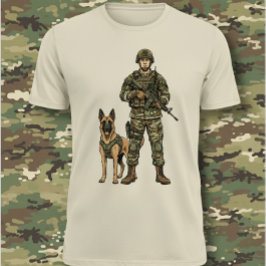 Soldat med militärhund t shirt
