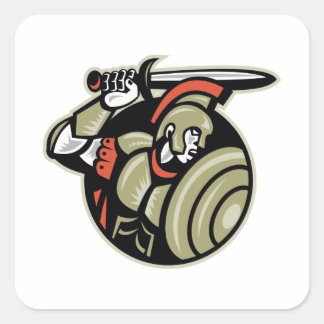 Soldat med svärd och sköld, romersk århundrade fyrkantigt klistermärke