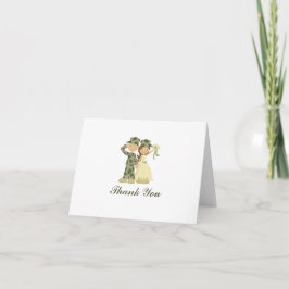 Soldat och Bride Bröllop Folded Tackkort