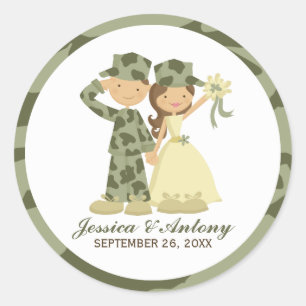 Soldat och Bride Wedding Stickers Runt Klistermärke