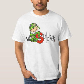 Soldat Stickfigur Person i Kamouflage T Shirt