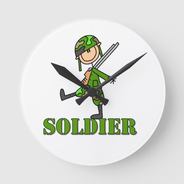 Soldat Stickfigur Rund Klocka (Framsida)