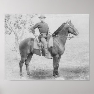 Soldaten på hans häst i South Dakota fotografera Poster