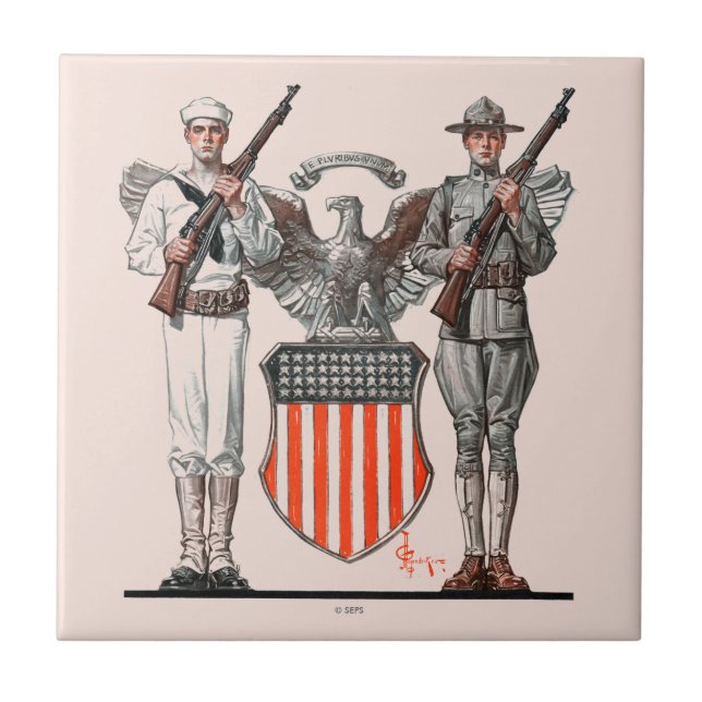 Soldaten, sjömannen och U.S. skyddar Kakelplatta (Framsidan)