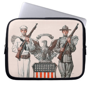 Soldaten, sjömannen och U.S. skyddar Laptop Fodral
