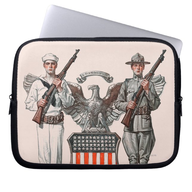 Soldaten, sjömannen och U.S. skyddar Laptop Fodral (Framsidan)