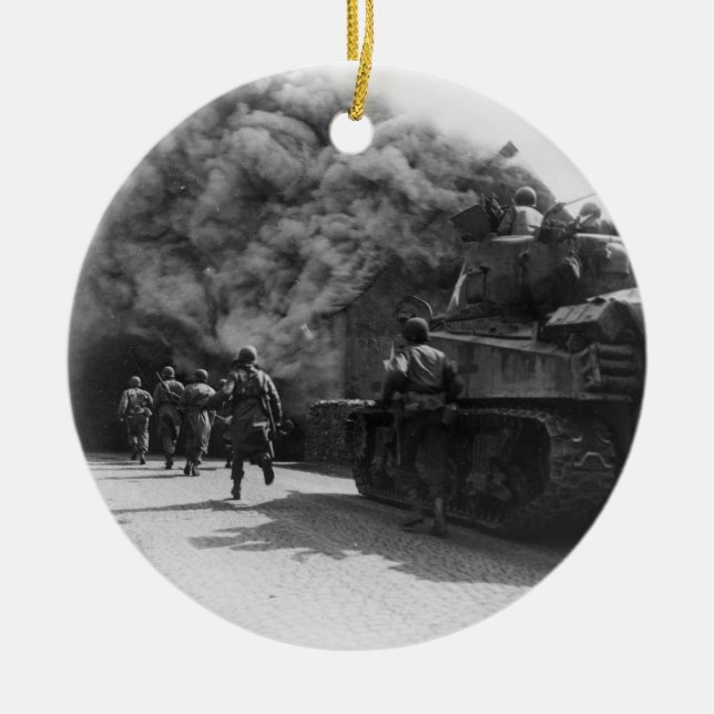 Soldater av den 55th Armored infanterivärldskriget Julgransprydnad Keramik (Framsidan)