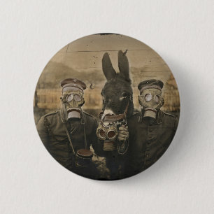 Soldater Donkey och Gas Masks Knapp