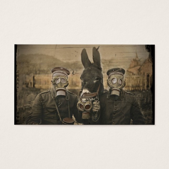 Soldater Donkey och Gas Masks Visitkort (Framsidan)