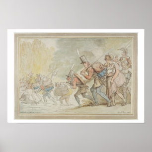 Soldater en marsch, 1805 (penna & bläck och vatten poster