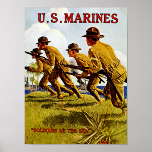 Soldater för US-flotta~ av havet Poster