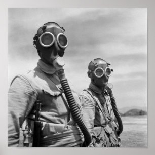 Soldater från Kina med gasmaskor - 1944 Poster
