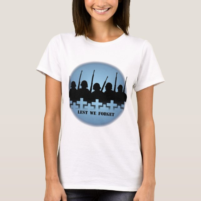 Soldater hedrar T-shirts Krig Peace Lest Vi glömme (Framsida)