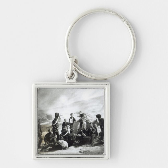 Soldater i Crimeaen, c.1855 Fyrkantig Silverfärgad Nyckelring (Framsidan)