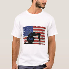Soldater niffar silhuette och amerikansk flagga t shirt