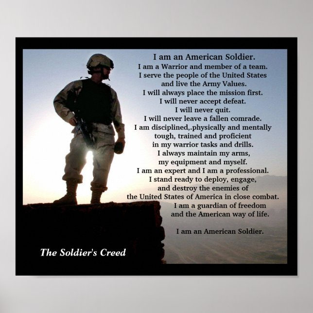 Soldaterna skapade militära krigare poster (Framsidan)