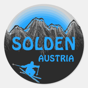 Solden Austria Blue ski logotyp Art-etiketter Runt Klistermärke