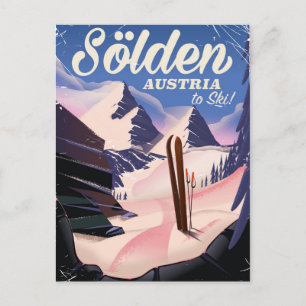 Sölden Austria vintage ski poster Vykort