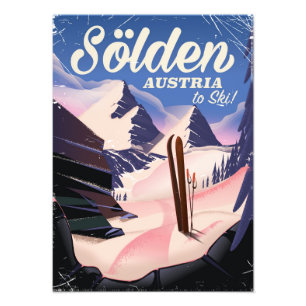 Sölden Österrike vintage skidar affischen Fototryck