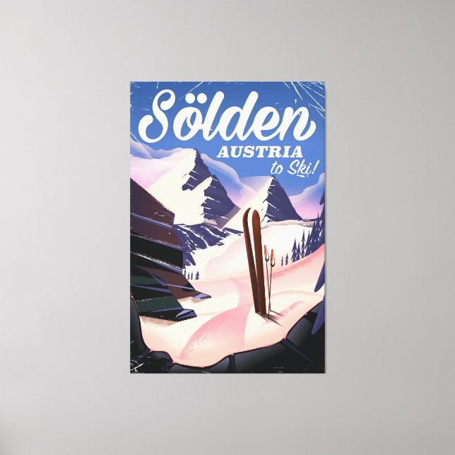 Sölden Österrike vintage skidposter Canvastryck (Framsida)