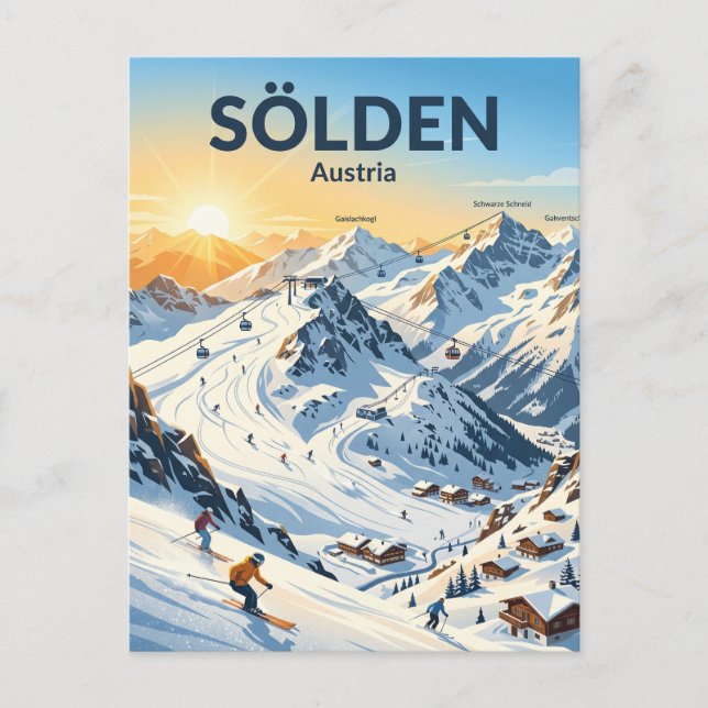Sölden skidort Österrike Vykort (Framsida)