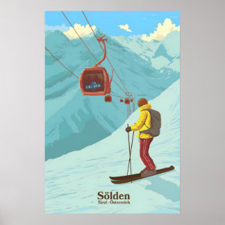 Sölden skidort resa affisch