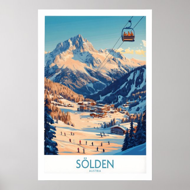 Sölden skidvägg konst affisch Österrike 1 (Framsidan)