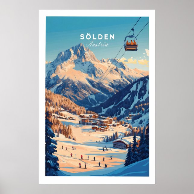 Sölden skidväggskunsttryck Österrike 1 Poster (Framsidan)