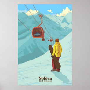 Sölden Snowboard Travel Poster
