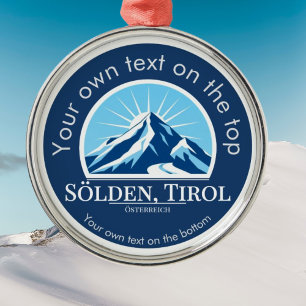 Sölden Tyrolen Österrike skidmedalj Metallprydnad Julgransprydnad Metall