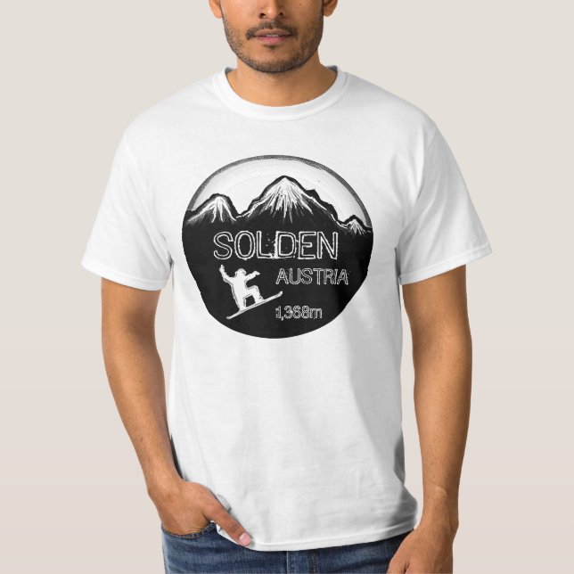 Soldenösterrikisk svartvit snowboard art value T T-shirt (Framsida)